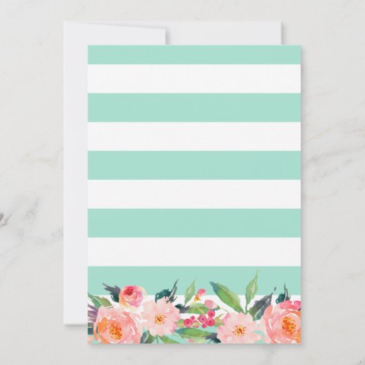 Invitation Fleurs vertes à la menthe moderne Mariage (Dos)