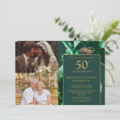 Invitation Fleurs Vertes Alors Et Maintenant 50e Anniversaire (Debout devant)