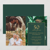 Invitation Fleurs Vertes Alors Et Maintenant 50e Anniversaire (Devant / Derrière)