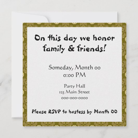 Invitation Fleurs vertes de longévité (Dos)