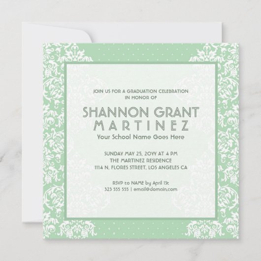 Invitation Fleurs Vertes Et Blanches Douces - Élégant Invitat (Devant)