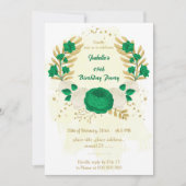 Invitation fleurs vertes et blanches or fête d'anniversaire (Devant)