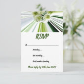 Invitation Fleurs vertes et blanches rayées RSVP (Debout devant)