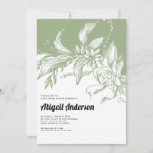 Invitation Fleurs vertes et blanches Sage mariage douche nupt (Devant)