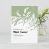 Invitation Fleurs vertes et blanches Sage mariage douche nupt (Debout devant)
