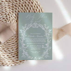 Invitation Fleurs Vertes Intemporelles Vintage par la Poste B