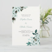 Invitation Fleurs Vertes Rustiques Mariage Bohème Blanc Cassé (Debout devant)