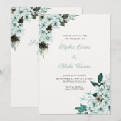 Invitation Fleurs Vertes Rustiques Mariage Bohème Blanc Cassé (Devant / Derrière)