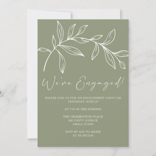 Invitation Fleurs vertes Sage Boho Party (Devant)
