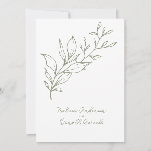 Invitation Fleurs vertes Sage Boho Party (Dos)