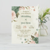 Invitation fleurs vertes sauge anniversaire botanique (Debout devant)