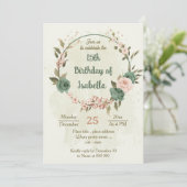 Invitation fleurs vertes sauge anniversaire botanique (Debout devant)