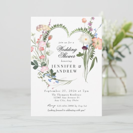 Invitation Fleurs vertes sauvages | WEDDING SHOWER FLEUR SAUV (Debout devant)