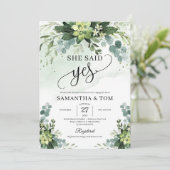 Invitation Fleurs vertes succulentes de feuillage elle a dit (Debout devant)