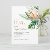 Invitation Fleurs vertes tropicales Fête des mariées moderne (Debout devant)