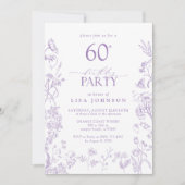 Invitation Fleurs victoriennes 60e anniversaire fête Lilac Sc (Devant)