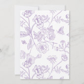 Invitation Fleurs victoriennes 60e anniversaire fête Lilac Sc (Dos)