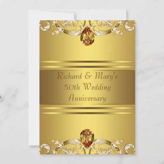 Invitation Fleurs victoriennes or 50e anniversaire (Devant)