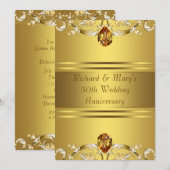 Invitation Fleurs victoriennes or 50e anniversaire (Devant / Derrière)