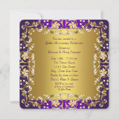 Invitation Fleurs victoriennes violettes et or 50e anniversai (Dos)