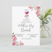 Invitation Fleurs Vins Verre Mère Fête Brunch (Debout devant)