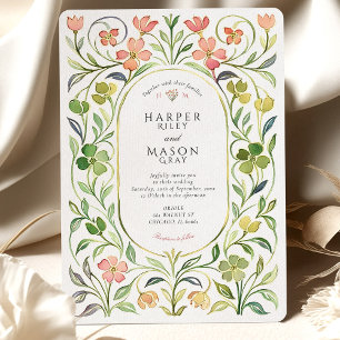 Invitation Fleurs Vintage Aquarelle Mariage
