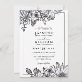 Invitation Fleurs Vintage Élégance Rustique Code QR Mariage (Devant)