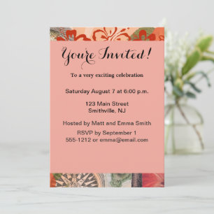 Invitation Fleurs Vintage Hula Coloré Hawaïen Tropical