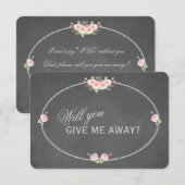 Invitation Fleurs Vintage sur Ardoise Me Donnerez-Vous (Devant / Derrière)