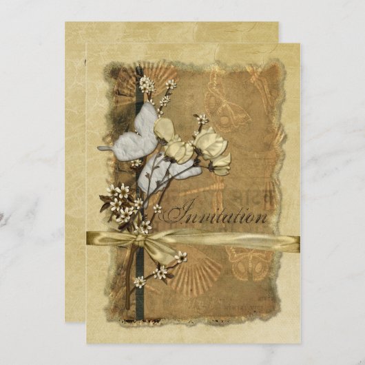 Invitation Fleurs vintages (Devant / Derrière)