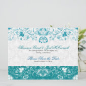 Invitation Fleurs Vintages Bleues Et Blances - Enregistrer La (Debout devant)