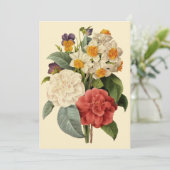 Invitation Fleurs vintages, Camellias et Narcisse, Redoute (Debout devant)