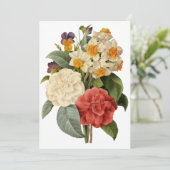 Invitation Fleurs vintages, Camellias et Narcisse, Redoute (Debout devant)