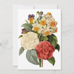 Invitation Fleurs vintages, Camellias et Narcisse, Redoute