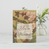 Invitation Fleurs vintages de cerises Fleurs japonaises asiat (Debout devant)
