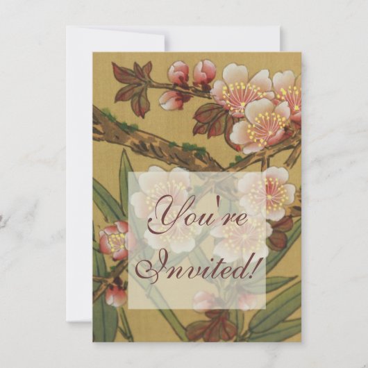 Invitation Fleurs vintages de cerises Fleurs japonaises asiat (Devant)