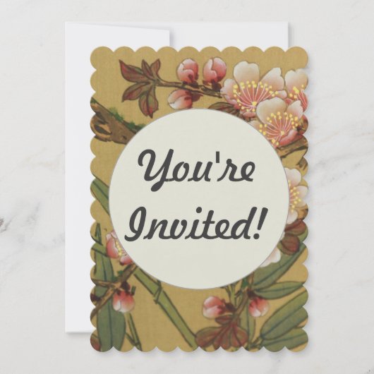 Invitation Fleurs vintages de cerises Fleurs japonaises asiat (Devant)