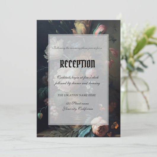 Invitation Fleurs Vintages foncées Moody Gothique (Debout devant)