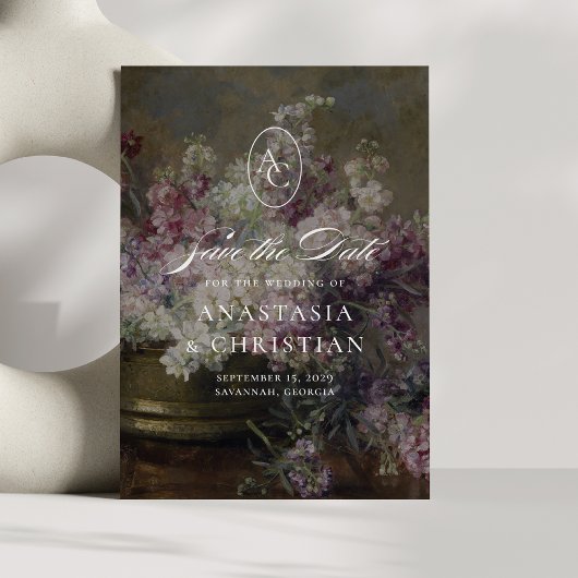 Invitation Fleurs vintages, mariage d'art