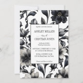 Invitation Fleurs vintages noires et blanches (Devant)