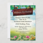 Invitation Fleurs vintages Papillons fête d'anniversaire (Devant)