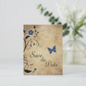 Invitation Fleurs vintages Papillons Mariage Enregistrer la d (Debout devant)