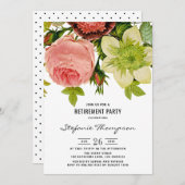 Invitation Fleurs vintages Parti de retraite botanique (Devant / Derrière)