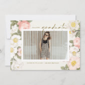 Invitation Fleurs vintages Pastel Beige Photo Graduation (Devant)