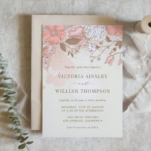 Invitation Fleurs vintages Printemps Jardin Mariage Invitatio