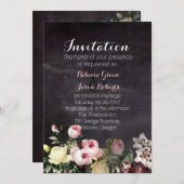 Invitation fleurs vintages rustiques modernes Chalkboard mari (Devant / Derrière)