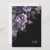Invitation Fleurs Violet Foncé Mariage Noir (Dos)
