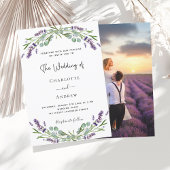 Invitation Fleurs violet lavande de lavande photo mariage de