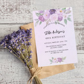 Invitation Fleurs violet verdure anniversaire de luxe