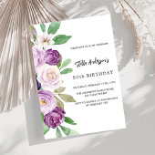 Invitation Fleurs violet violet violet luxueux anniversaire